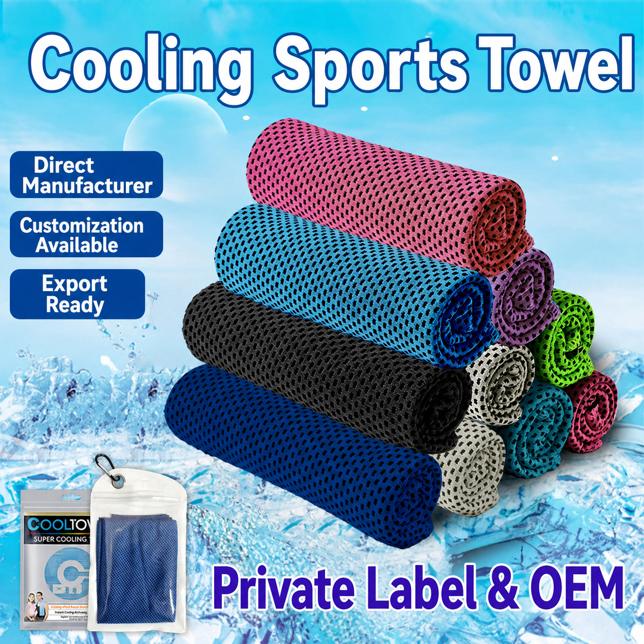 30x100CM cooling sports towel - English product overview