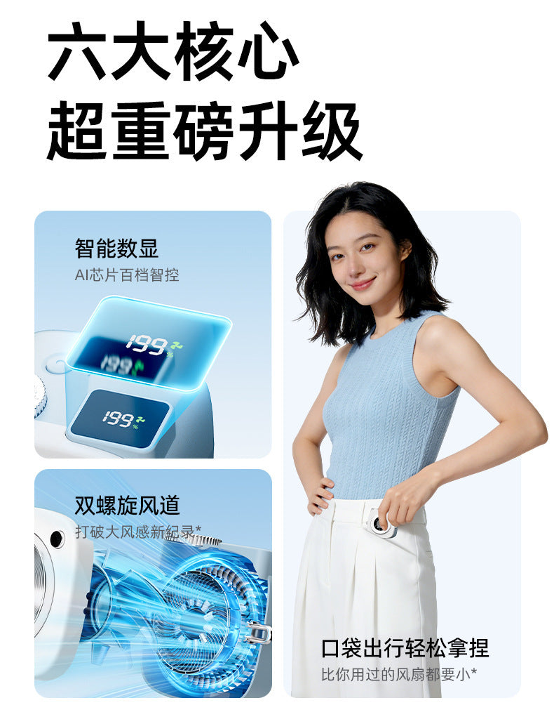 相机款199档迷你便携风扇｜挂脖/桌面/手持三用