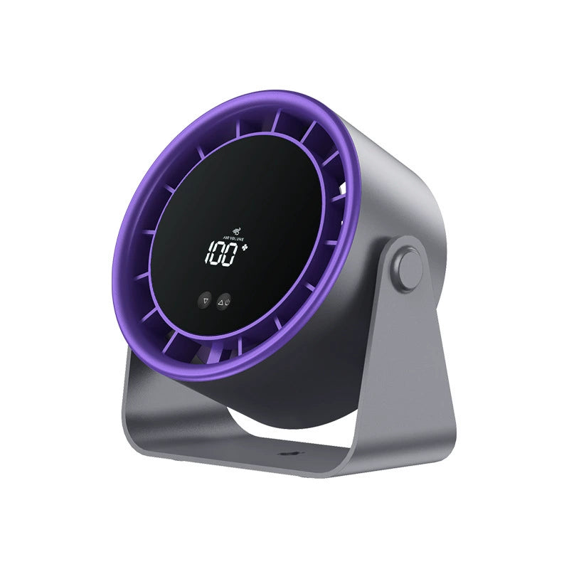 Plum purple desktop fan with digital display and adjustable stand