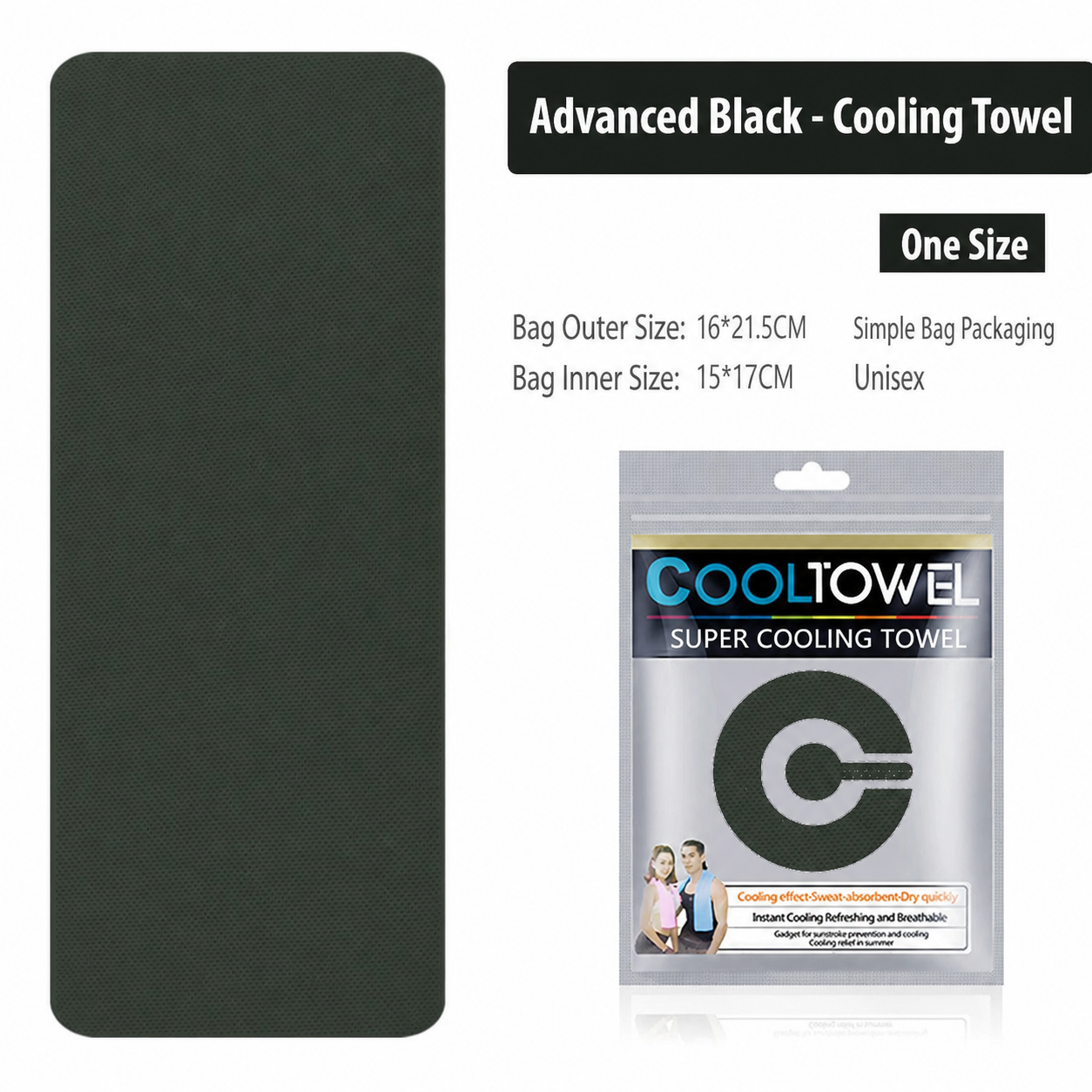 Advanced black cooling towel and English packaging