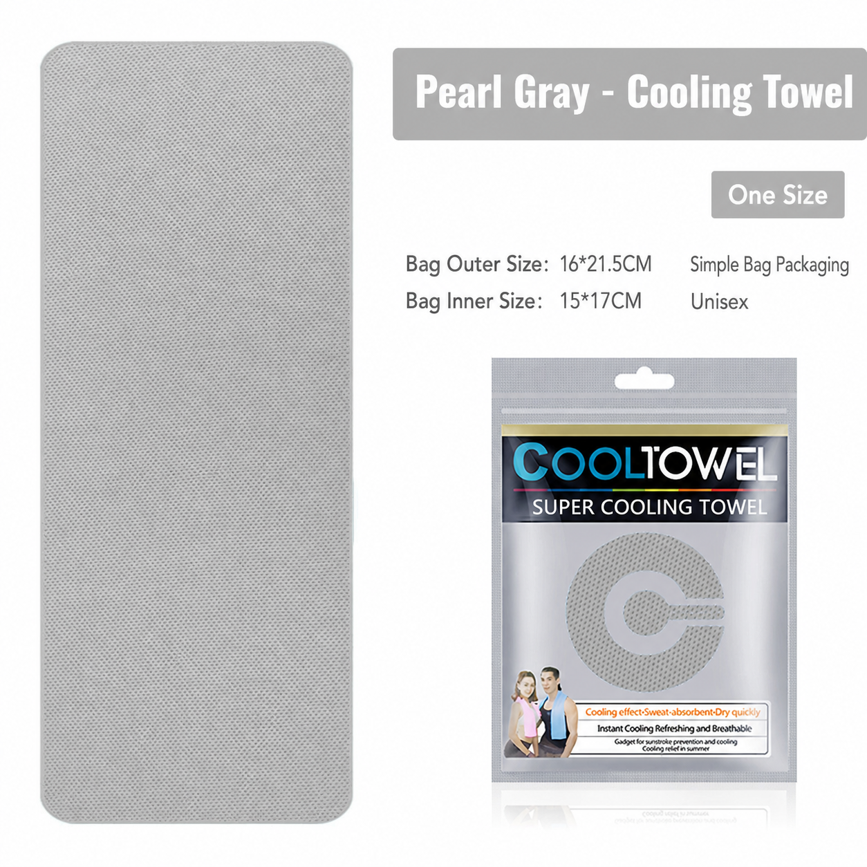 Pearl gray cooling towel and English packaging