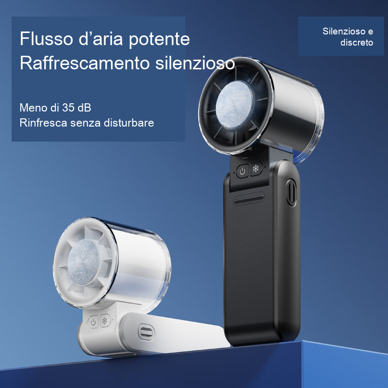 Ventilatore manuale turbo pieghevole con raffreddamento | Portatile USB digitale